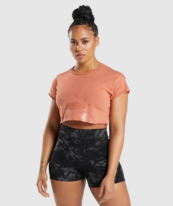 Damske Crop Top Gymshark KK Fit Raw Oranžové | WR3182560